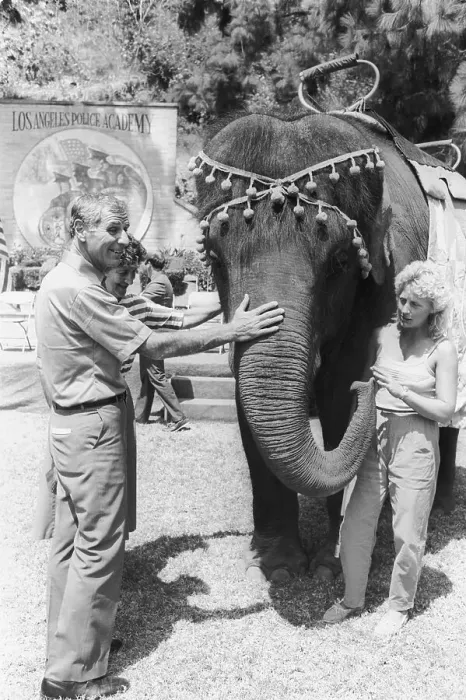 Framed Print : Gov. George Deukmejian and Tarra the Elephant