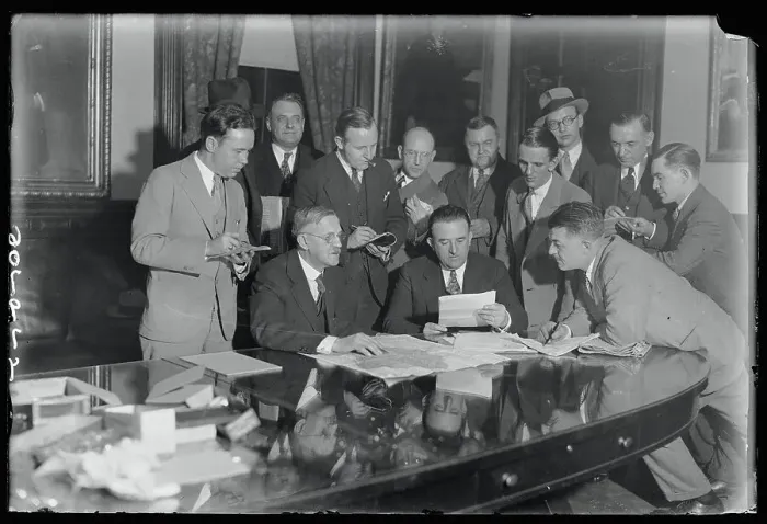Framed Print : Government Officials with Reporters Framed Print : Government Officials with Reporters
