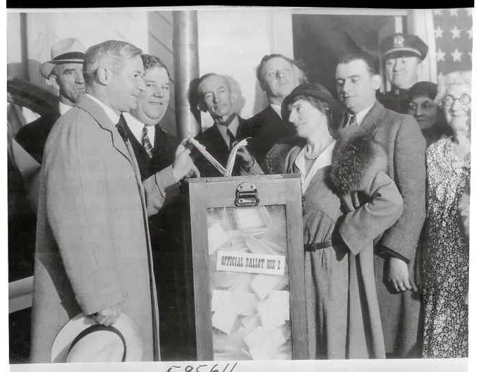 Framed Print : Former Governor A. Harry Moore and Wife at Voting Booth Framed Print : Former Governor A. Harry Moore and Wife at Voting Booth
