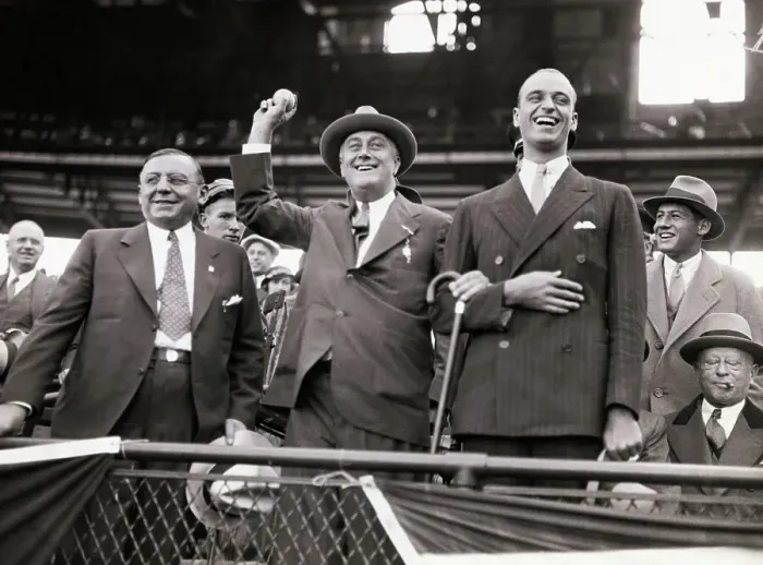 Framed Print : Governor Franklin D. Roosevelt Preparing to Start Baseball Game