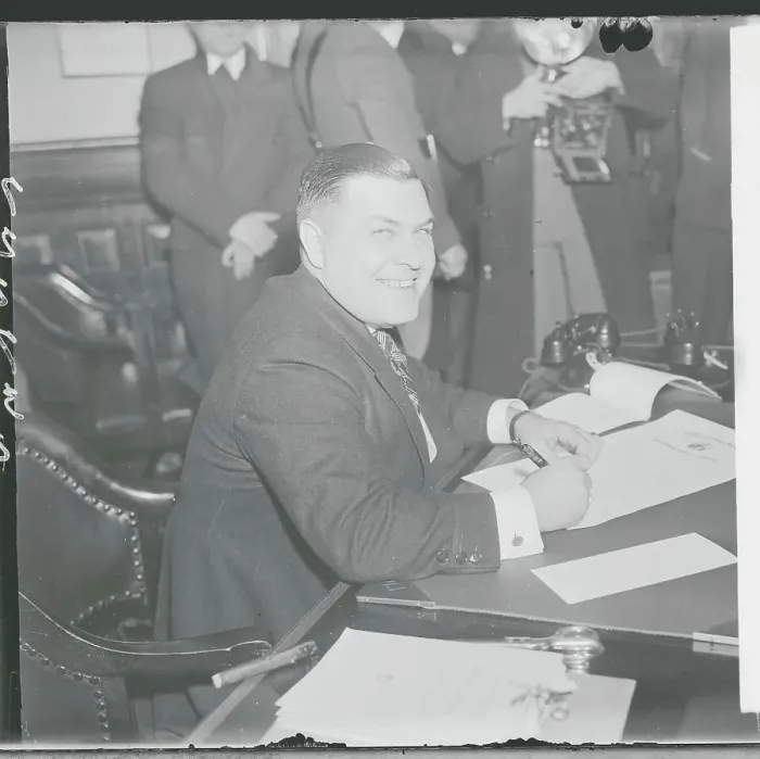 Framed Print : Governor Harold G. Hoffman at His Desk Framed Print : Governor Harold G. Hoffman at His Desk