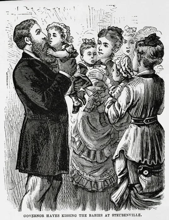 Framed Print : Governor Hayes Kissing Babies Framed Print : Governor Hayes Kissing Babies