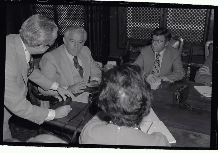 Framed Print : Governor of Puerto Rico Visiting Newspaper Offices