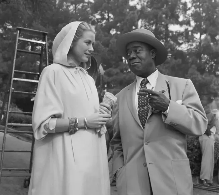 Framed Print : Grace Kelly Chats With Louis Armstrong Framed Print : Grace Kelly Chats With Louis Armstrong