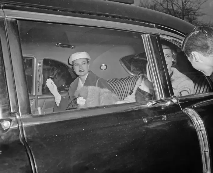 Framed Print : Grace Kelly Riding in Limousine for Travels Framed Print : Grace Kelly Riding in Limousine for Travels