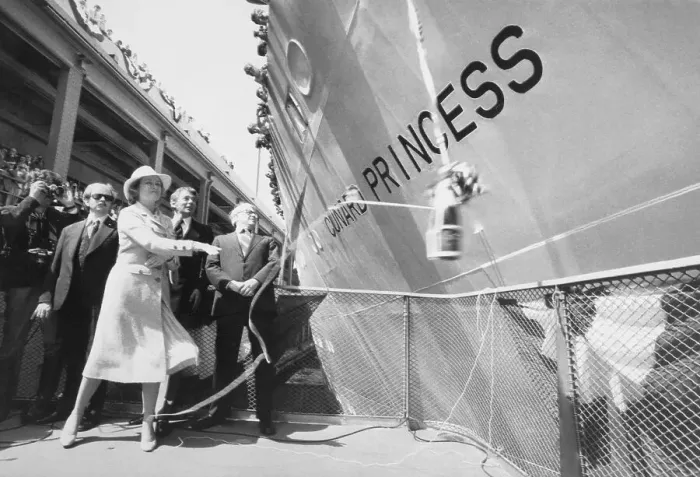 Framed Print : Grace Kelly Smashing a Champagne Bottle
