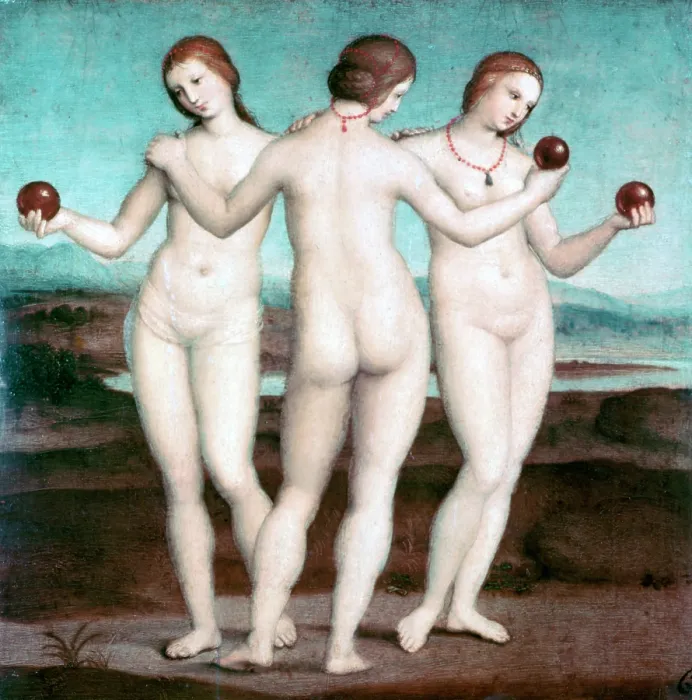 Framed Print : The Three Graces, 1504-1505. Artist: Raphael Framed Print : The Three Graces, 1504-1505. Artist: Raphael