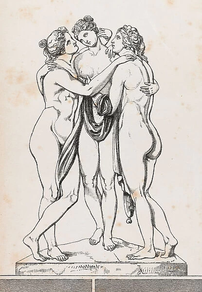 Three graces or charites roman mythology