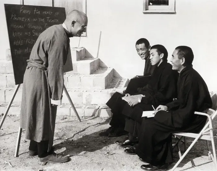 Framed Print : Graduate Teaches English to Tibetan Monks Framed Print : Graduate Teaches English to Tibetan Monks