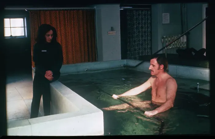 Framed Print : Graham Hill Exercises in Swimming Pool Framed Print : Graham Hill Exercises in Swimming Pool