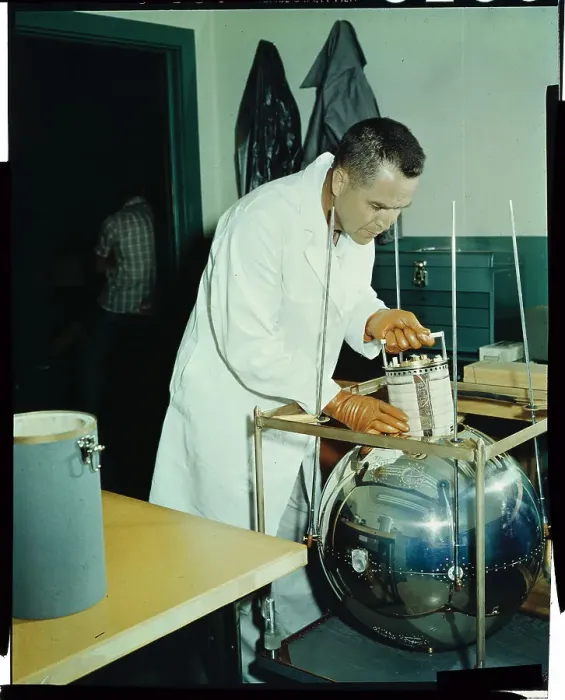 Framed Print : Graham W. Moore Handling Satellite Framed Print : Graham W. Moore Handling Satellite
