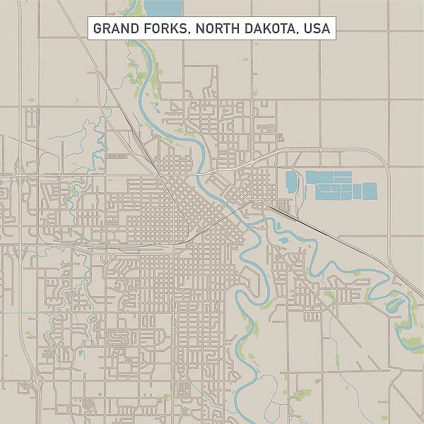 Grand Forks North Dakota US City Street Map