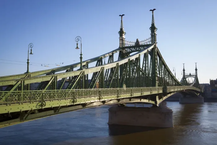 Framed Print : The grand Iron Bridge & The River Danube Framed Print : The grand Iron Bridge & The River Danube