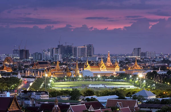 Grand Palace at Twilight night in Bangkok of Thailand