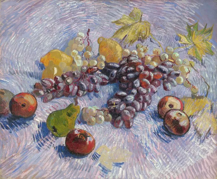 Framed Print : Grapes, Lemons, Pears, and Apples, 1887. Artist Vincent van Gogh Framed Print : Grapes, Lemons, Pears, and Apples, 1887. Artist Vincent van Gogh