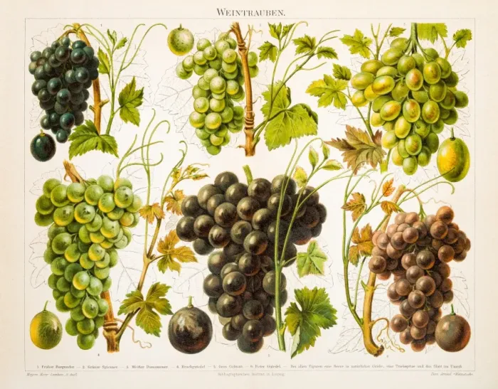 Framed Print : Grapes Antique Chromolithograph 1897