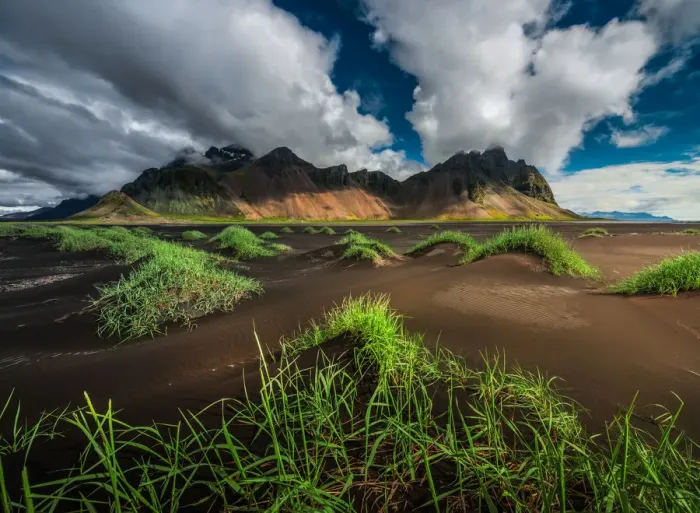 Framed Print : Grass landforms at Vestrahorn Framed Print : Grass landforms at Vestrahorn