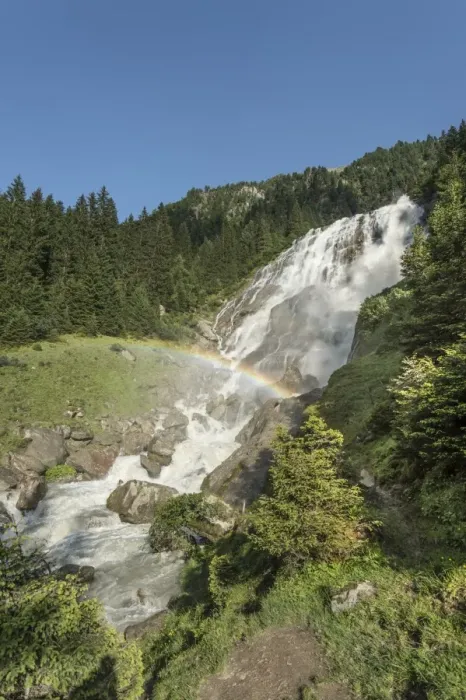 Framed Print : Grawa waterfall at the Wild Water Way, with rainbow, Grawa Alm, mountain pasture, Stubai Valley, Tyrol, Austria, Europe Framed Print : Grawa waterfall at the Wild Water Way, with rainbow, Grawa Alm, mountain pasture, Stubai Valley, Tyrol, Austria, Europe