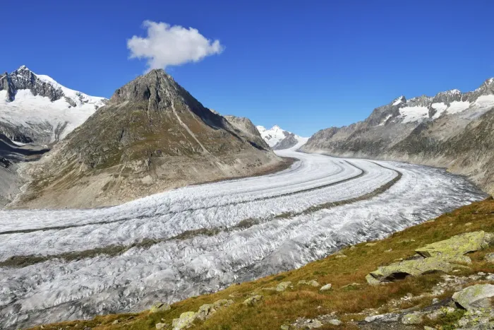 Framed Print : Great Aletsch Glacier, Mt Olmenhorn at the front, Mt Aletschhorn at the back, Canton of Valais, Goms, Switzerland Framed Print : Great Aletsch Glacier, Mt Olmenhorn at the front, Mt Aletschhorn at the back, Canton of Valais, Goms, Switzerland
