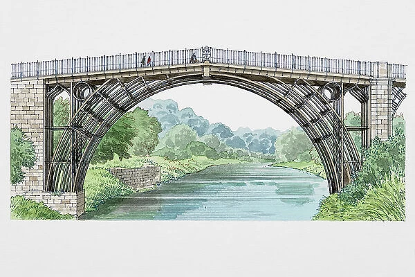 Great Britain, England, 1779 cast iron bridge over river