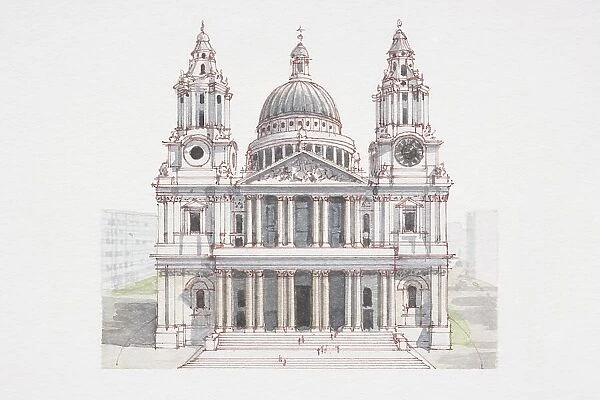 Great Britain, England, London, St Paul's Cathedral, facade