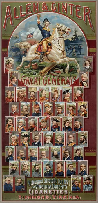 Framed Print : The Great Generals series for Allen & Ginter Cigarettes Brands, 1885. From a private collection Framed Print : The Great Generals series for Allen & Ginter Cigarettes Brands, 1885. From a private collection