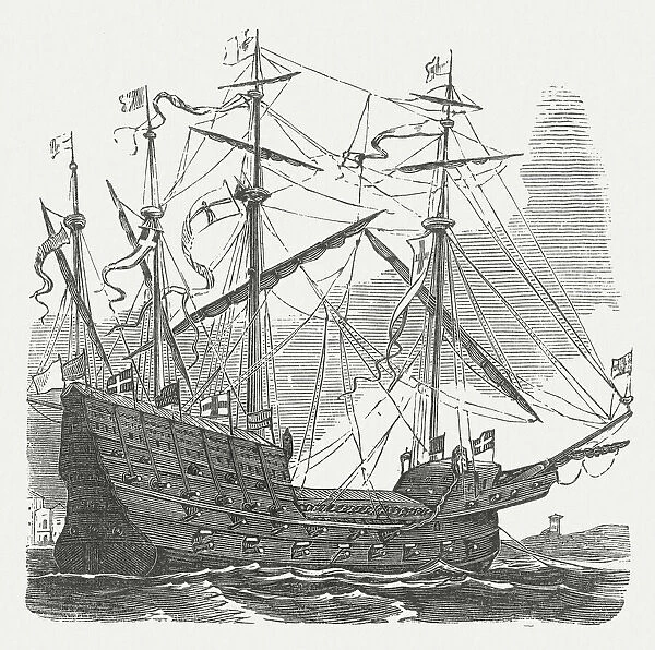 Great Harry, english war ship under Henry VIII, published 1880