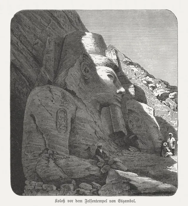 Framed Print : Great Temple of Abu Simbel, Egypt, wood engraving, published 1888 Framed Print : Great Temple of Abu Simbel, Egypt, wood engraving, published 1888