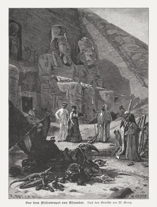 Framed Print : Great Temple of Abu Simbel, Egypt, wood engraving, published 1888 Framed Print : Great Temple of Abu Simbel, Egypt, wood engraving, published 1888