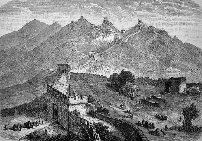Framed Print : The Great Wall of China, China, in the year 1870, Historical, digital reproduction of an original 19th century original Framed Print : The Great Wall of China, China, in the year 1870, Historical, digital reproduction of an original 19th century original