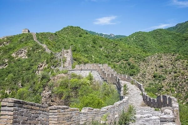 Great Wall of China on hillside, Beijing, Hebei Province, China