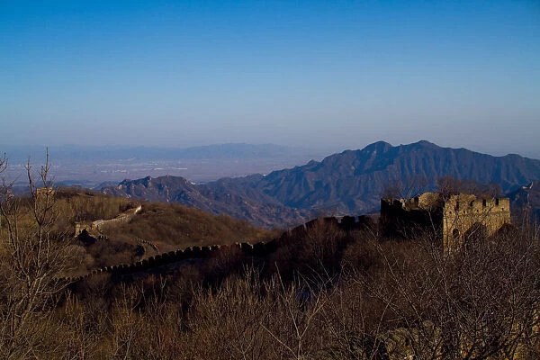 Great Wall of China with mountain range