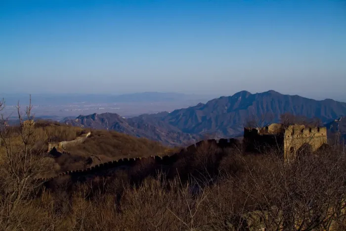 Framed Print : Great Wall of China with mountain range