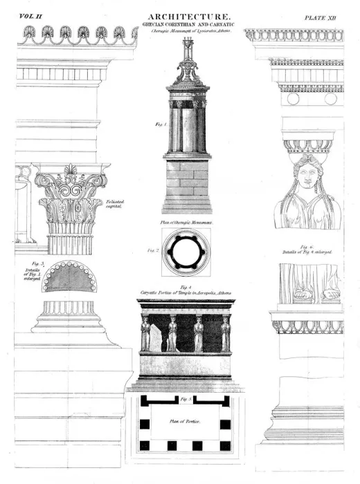 Framed Print : Grecian corinthian engraving 1878 Framed Print : Grecian corinthian engraving 1878
