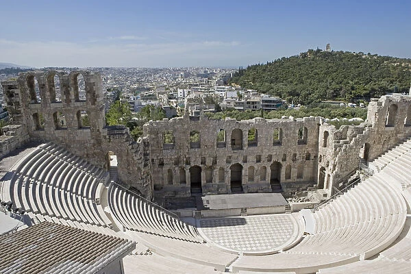 Greece, Athens, Acropolis, Odeon of Herodes Atticus, elevated view