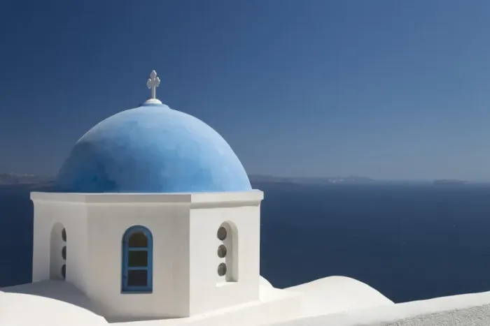 Framed Print : Greece, Cyclades, Santorini, Oia, church dome Framed Print : Greece, Cyclades, Santorini, Oia, church dome