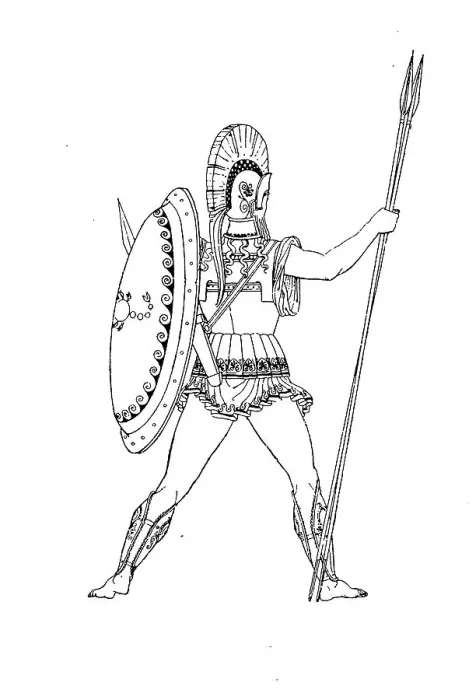 Framed Print : Greece, Greek warrior in full armour, History of fashion, Costume history, Historical, digital reproduction of an original 19th century pattern Framed Print : Greece, Greek warrior in full armour, History of fashion, Costume history, Historical, digital reproduction of an original 19th century pattern