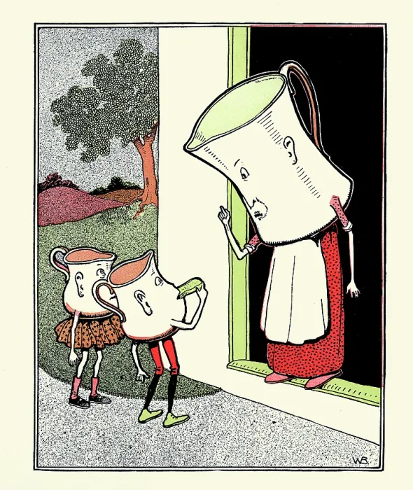 Framed Print : The Greedy Little Pitchers Framed Print : The Greedy Little Pitchers