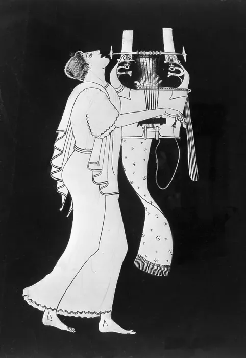 Framed Print : Detail of Greek Amphora with Citharoedus Framed Print : Detail of Greek Amphora with Citharoedus