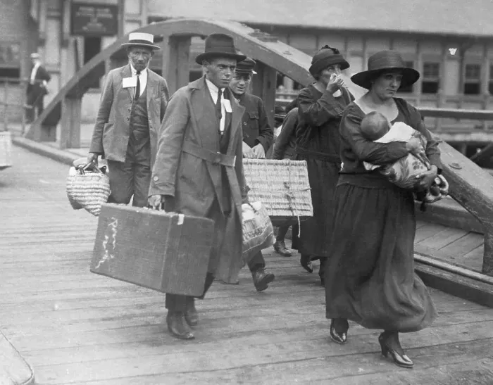 Framed Print : Greek Family Arriving in America Framed Print : Greek Family Arriving in America