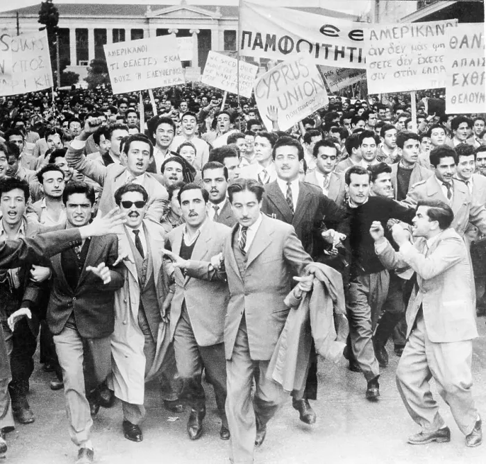 Framed Print : Greek Students Stage Anti-British Demo Over Cyprus 1954 Framed Print : Greek Students Stage Anti-British Demo Over Cyprus 1954