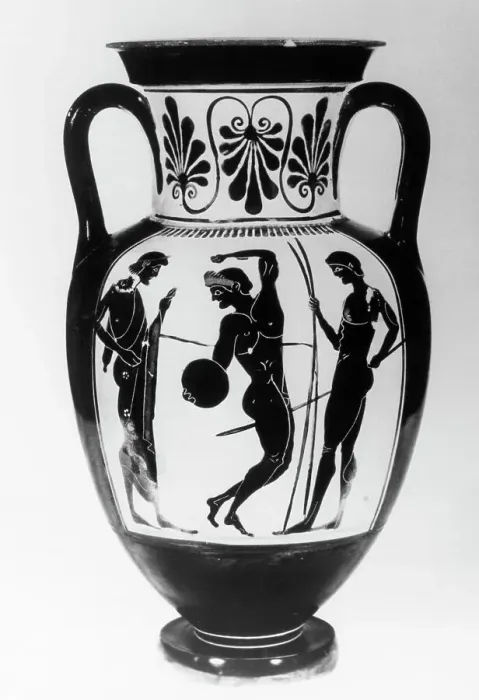Framed Print : Greek Vase with Three Athletes Framed Print : Greek Vase with Three Athletes