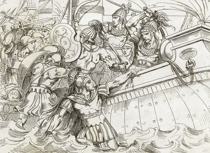 Framed Print : Greeks Attacking Persian Ships Framed Print : Greeks Attacking Persian Ships
