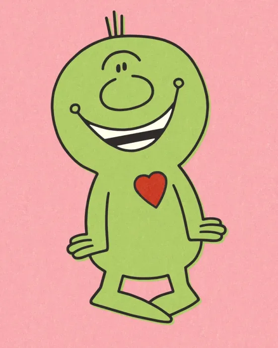 Framed Print : Green Alien in Love Framed Print : Green Alien in Love