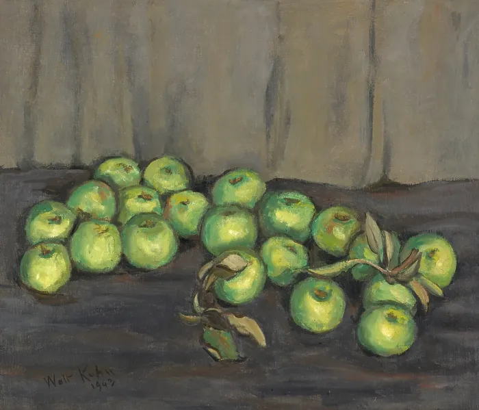 Framed Print : Green Apples With Gray Curtain Framed Print : Green Apples With Gray Curtain