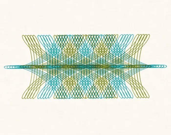 Framed Print : Green and Blue Line Drawing Framed Print : Green and Blue Line Drawing
