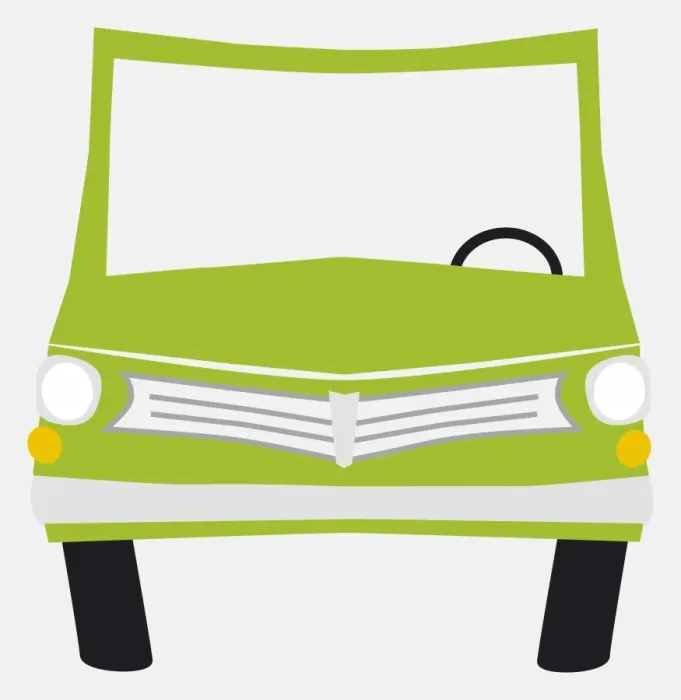 Framed Print : Green car, front view Framed Print : Green car, front view