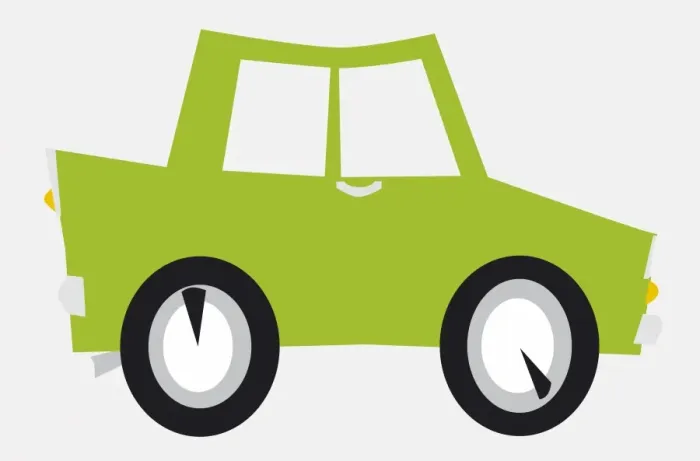 Framed Print : Green car with wheels in motion, side view Framed Print : Green car with wheels in motion, side view
