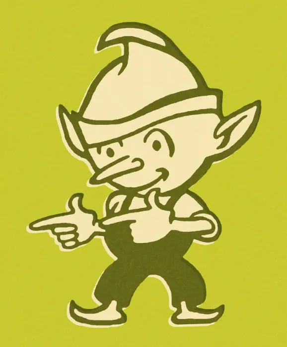Framed Print : Green Elf Making Hand Gesture