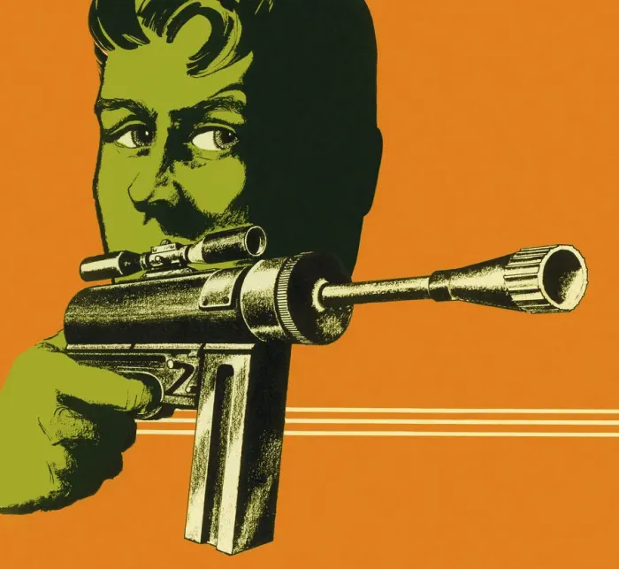 Framed Print : Green Man With Gun Framed Print : Green Man With Gun